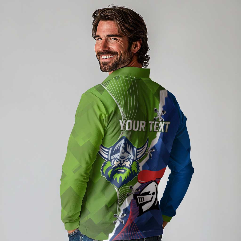 Personalised Knights and Raiders Long Sleeve Polo Shirt Dynamic Sporty Version