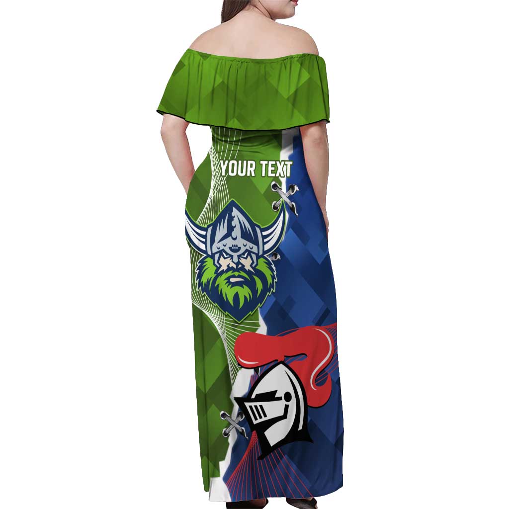 Personalised Knights and Raiders Off Shoulder Maxi Dress Dynamic Sporty Version