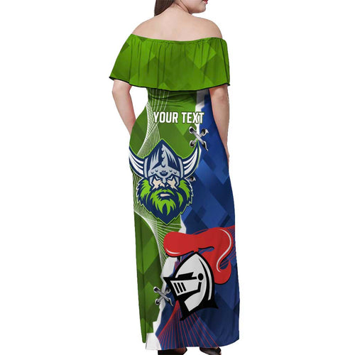 Personalised Knights and Raiders Off Shoulder Maxi Dress Dynamic Sporty Version