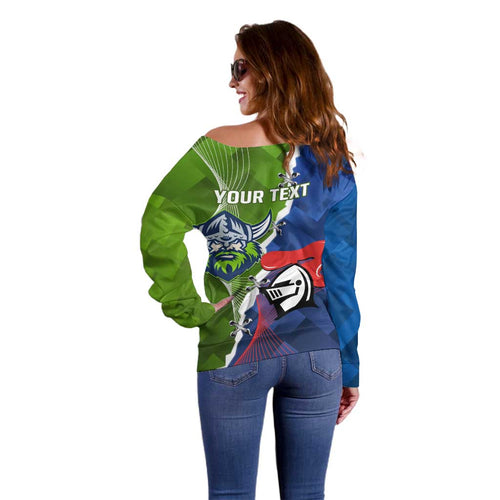 Personalised Knights and Raiders Off Shoulder Sweater Dynamic Sporty Version