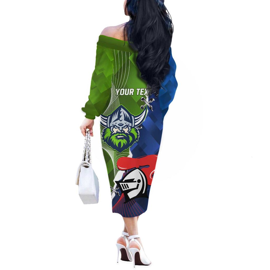 Personalised Knights and Raiders Off The Shoulder Long Sleeve Dress Dynamic Sporty Version