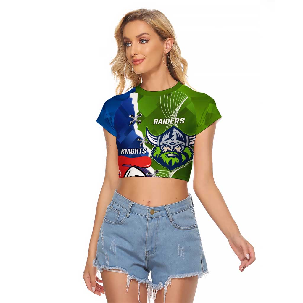 Personalised Knights and Raiders Raglan Cropped T Shirt Dynamic Sporty Version