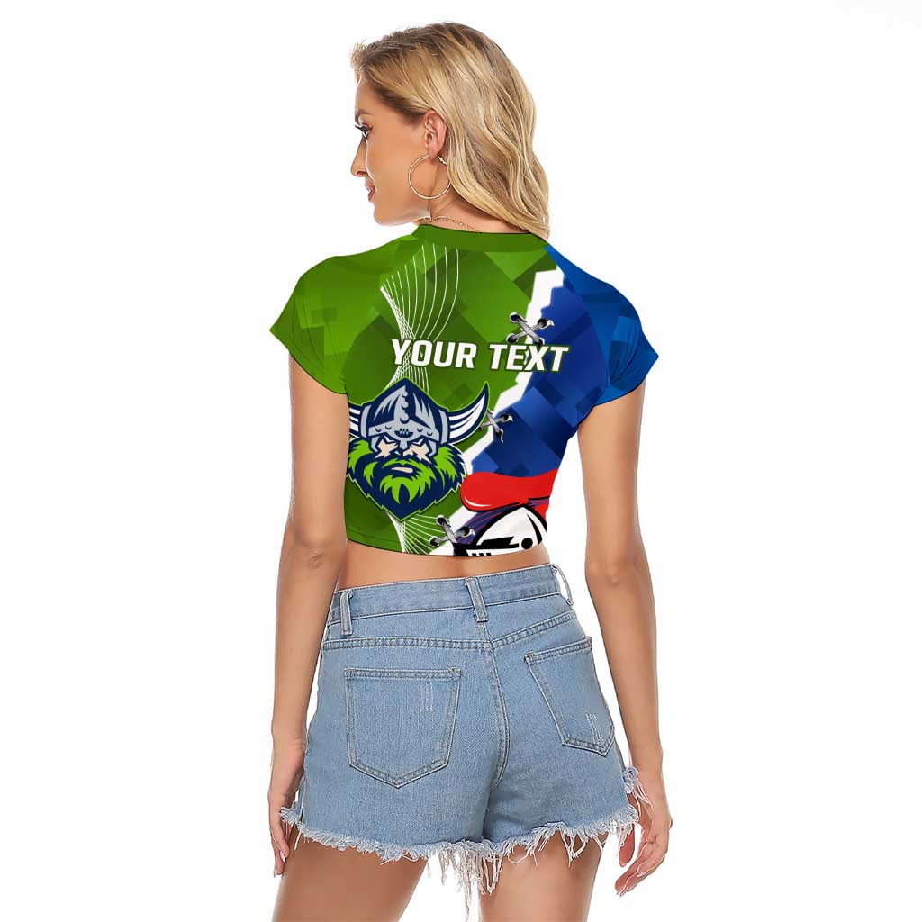 Personalised Knights and Raiders Raglan Cropped T Shirt Dynamic Sporty Version