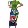 Personalised Knights and Raiders Short Sleeve Bodycon Dress Dynamic Sporty Version