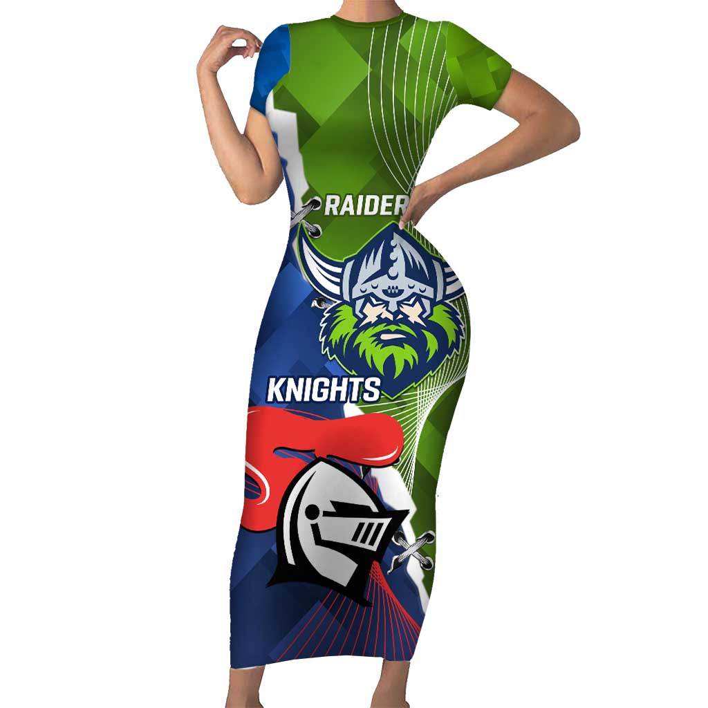 Personalised Knights and Raiders Short Sleeve Bodycon Dress Dynamic Sporty Version