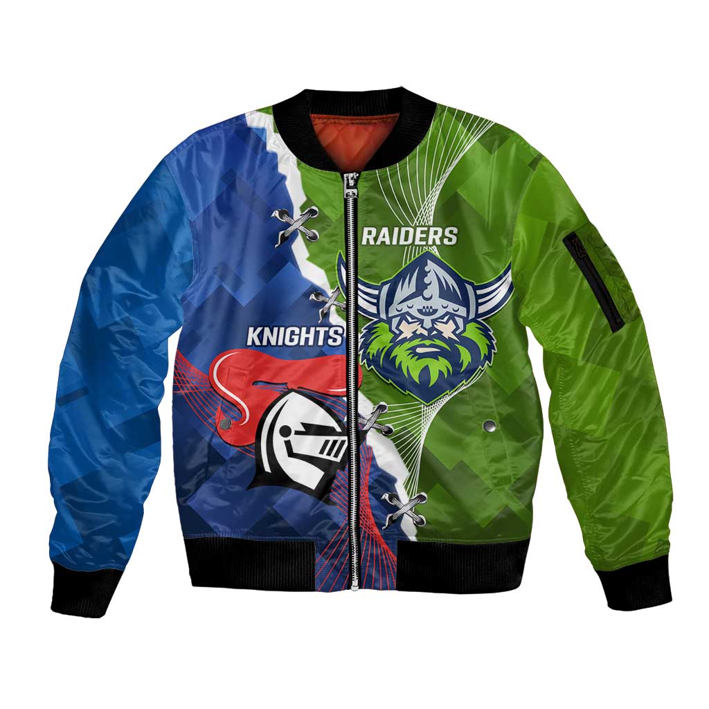 Personalised Knights and Raiders Sleeve Zip Bomber Jacket Dynamic Sporty Version