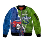 Personalised Knights and Raiders Sleeve Zip Bomber Jacket Dynamic Sporty Version