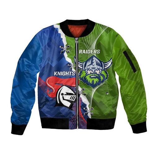 Personalised Knights and Raiders Sleeve Zip Bomber Jacket Dynamic Sporty Version