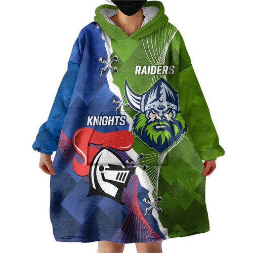 Personalised Knights and Raiders Wearable Blanket Hoodie Dynamic Sporty Version