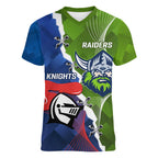 Personalised Knights and Raiders Women V-Neck T-Shirt Dynamic Sporty Version