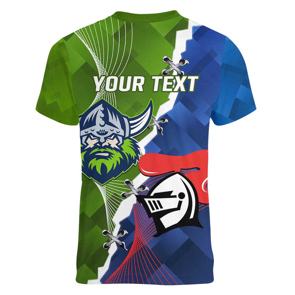 Personalised Knights and Raiders Women V-Neck T-Shirt Dynamic Sporty Version