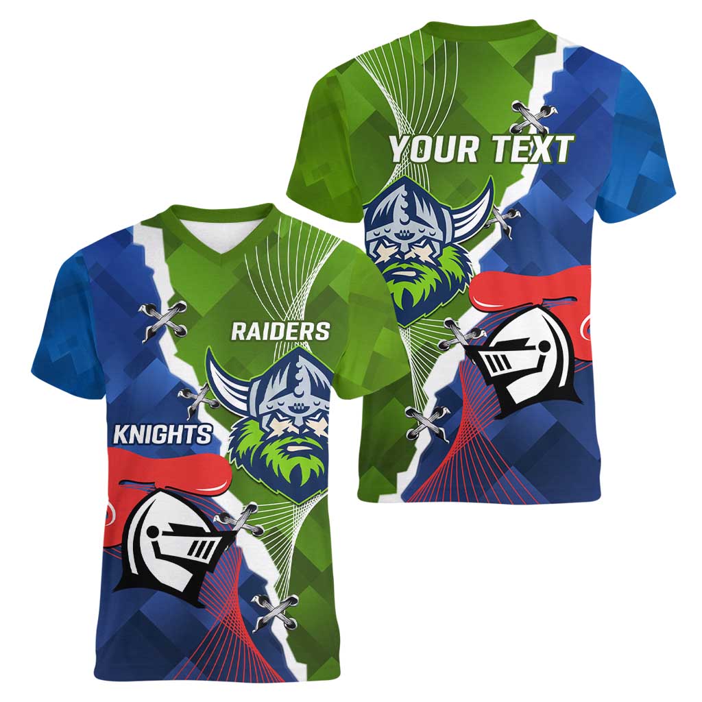 Personalised Knights and Raiders Women V-Neck T-Shirt Dynamic Sporty Version