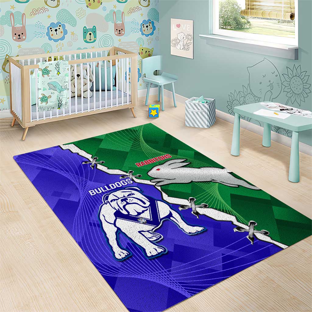 Rabbitohs and Bulldogs Area Rug Dynamic Sporty Version