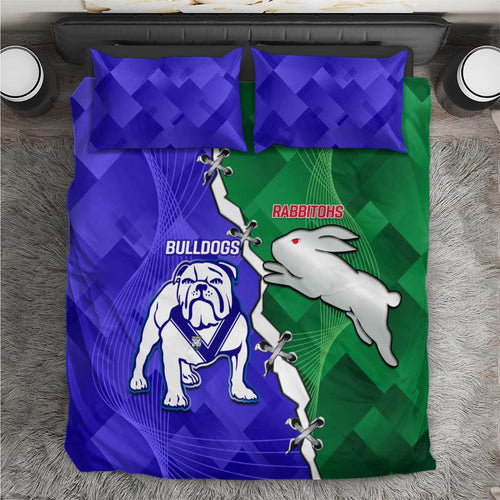 Rabbitohs and Bulldogs Bedding Set Dynamic Sporty Version