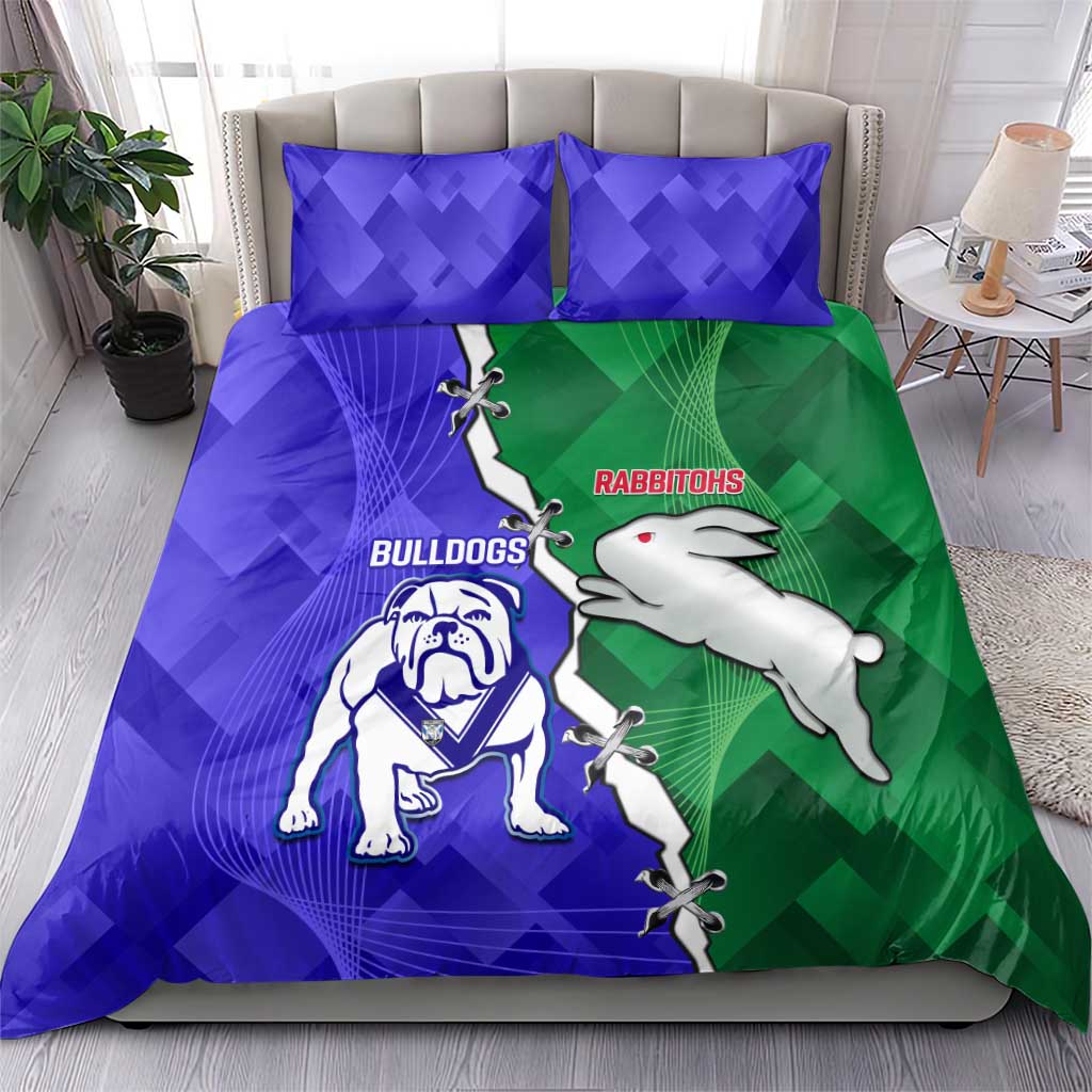 Rabbitohs and Bulldogs Bedding Set Dynamic Sporty Version
