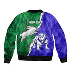 Personalised Rabbitohs and Bulldogs Bomber Jacket Dynamic Sporty Version
