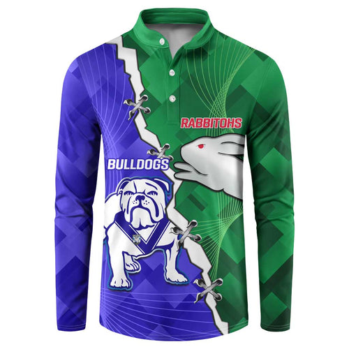 Personalised Rabbitohs and Bulldogs Button Sweatshirt Dynamic Sporty Version