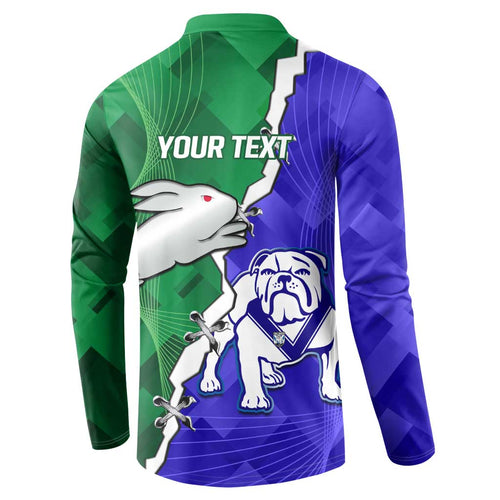 Personalised Rabbitohs and Bulldogs Button Sweatshirt Dynamic Sporty Version