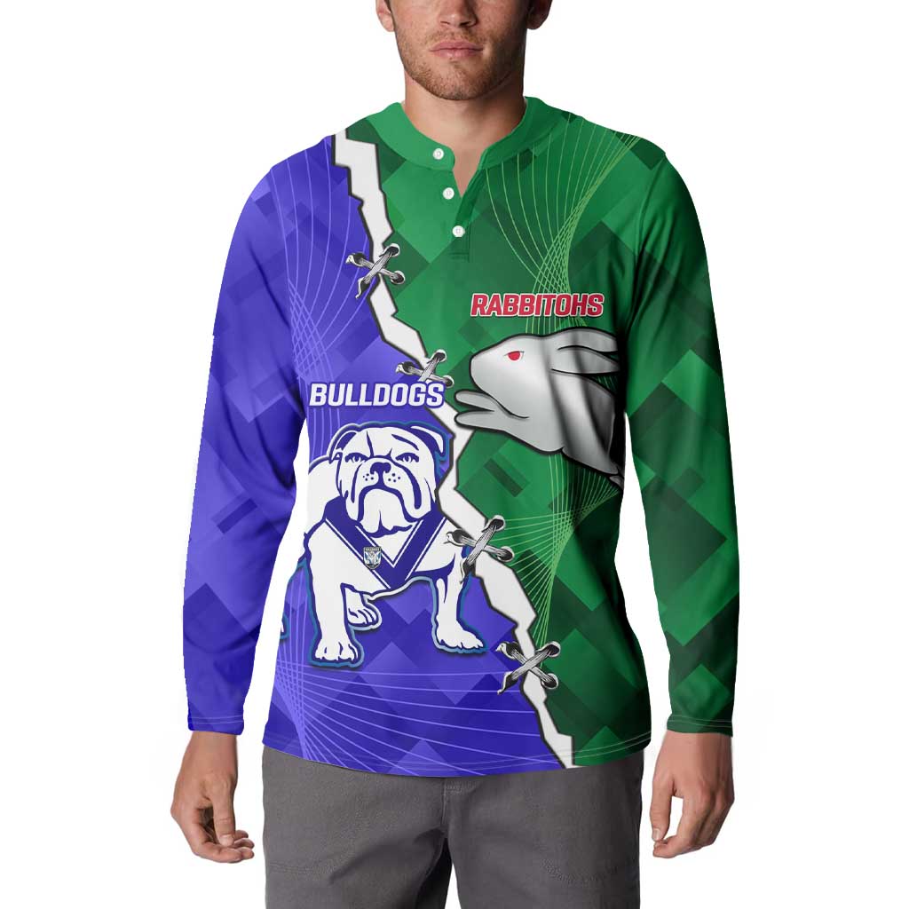 Personalised Rabbitohs and Bulldogs Button Sweatshirt Dynamic Sporty Version