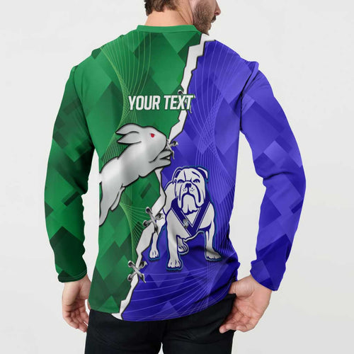 Personalised Rabbitohs and Bulldogs Button Sweatshirt Dynamic Sporty Version