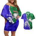 Personalised Rabbitohs and Bulldogs Couples Matching Off Shoulder Short Dress and Hawaiian Shirt Dynamic Sporty Version
