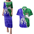 Personalised Rabbitohs and Bulldogs Couples Matching Puletasi and Hawaiian Shirt Dynamic Sporty Version