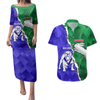 Personalised Rabbitohs and Bulldogs Couples Matching Puletasi and Hawaiian Shirt Dynamic Sporty Version