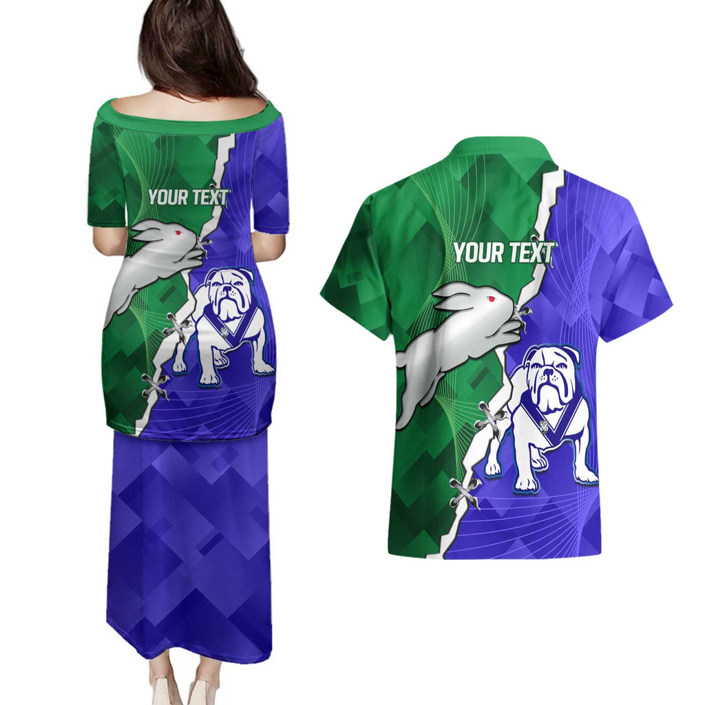 Personalised Rabbitohs and Bulldogs Couples Matching Puletasi and Hawaiian Shirt Dynamic Sporty Version