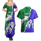 Personalised Rabbitohs and Bulldogs Couples Matching Summer Maxi Dress and Hawaiian Shirt Dynamic Sporty Version