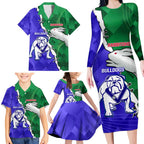 Personalised Rabbitohs and Bulldogs Family Matching Long Sleeve Bodycon Dress and Hawaiian Shirt Dynamic Sporty Version