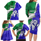 Personalised Rabbitohs and Bulldogs Family Matching Long Sleeve Bodycon Dress and Hawaiian Shirt Dynamic Sporty Version