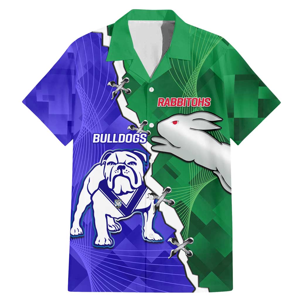 Personalised Rabbitohs and Bulldogs Family Matching Mermaid Dress and Hawaiian Shirt Dynamic Sporty Version
