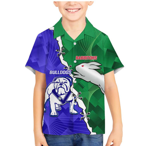 Personalised Rabbitohs and Bulldogs Family Matching Mermaid Dress and Hawaiian Shirt Dynamic Sporty Version