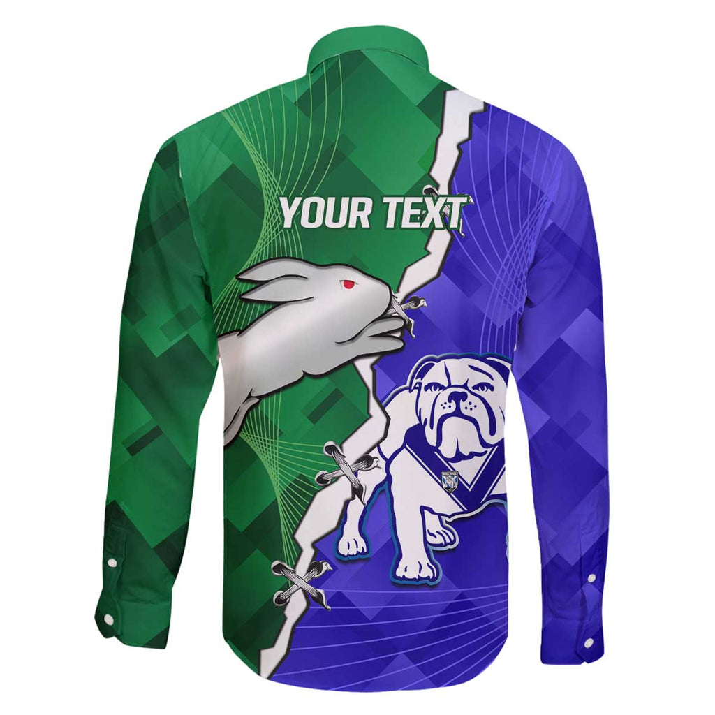 Personalised Rabbitohs and Bulldogs Family Matching Off The Shoulder Long Sleeve Dress and Hawaiian Shirt Dynamic Sporty Version