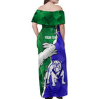 Personalised Rabbitohs and Bulldogs Family Matching Off Shoulder Maxi Dress and Hawaiian Shirt Dynamic Sporty Version