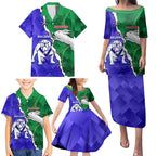 Personalised Rabbitohs and Bulldogs Family Matching Puletasi and Hawaiian Shirt Dynamic Sporty Version