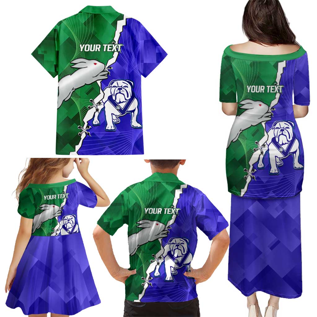 Personalised Rabbitohs and Bulldogs Family Matching Puletasi and Hawaiian Shirt Dynamic Sporty Version
