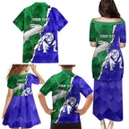 Personalised Rabbitohs and Bulldogs Family Matching Puletasi and Hawaiian Shirt Dynamic Sporty Version