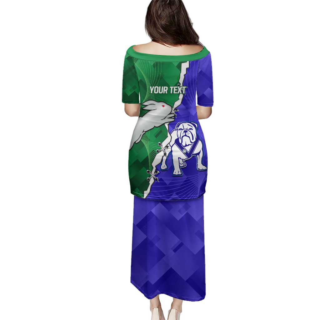 Personalised Rabbitohs and Bulldogs Family Matching Puletasi and Hawaiian Shirt Dynamic Sporty Version