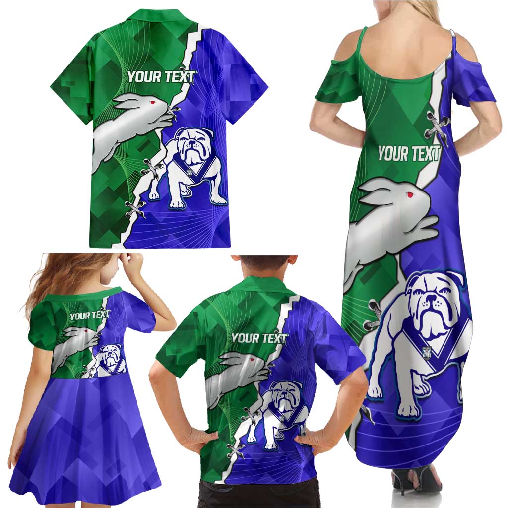 Personalised Rabbitohs and Bulldogs Family Matching Summer Maxi Dress and Hawaiian Shirt Dynamic Sporty Version