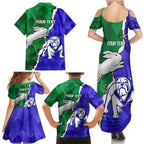 Personalised Rabbitohs and Bulldogs Family Matching Summer Maxi Dress and Hawaiian Shirt Dynamic Sporty Version