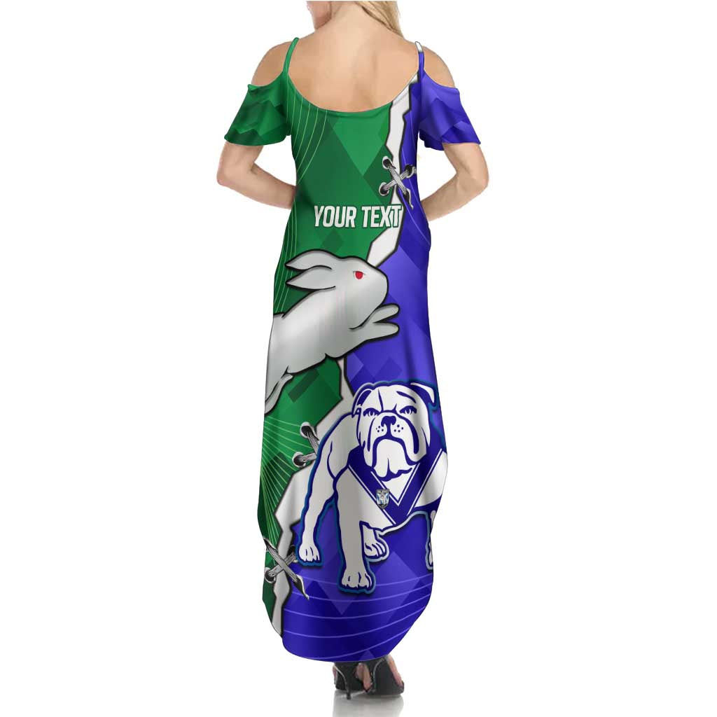 Personalised Rabbitohs and Bulldogs Family Matching Summer Maxi Dress and Hawaiian Shirt Dynamic Sporty Version