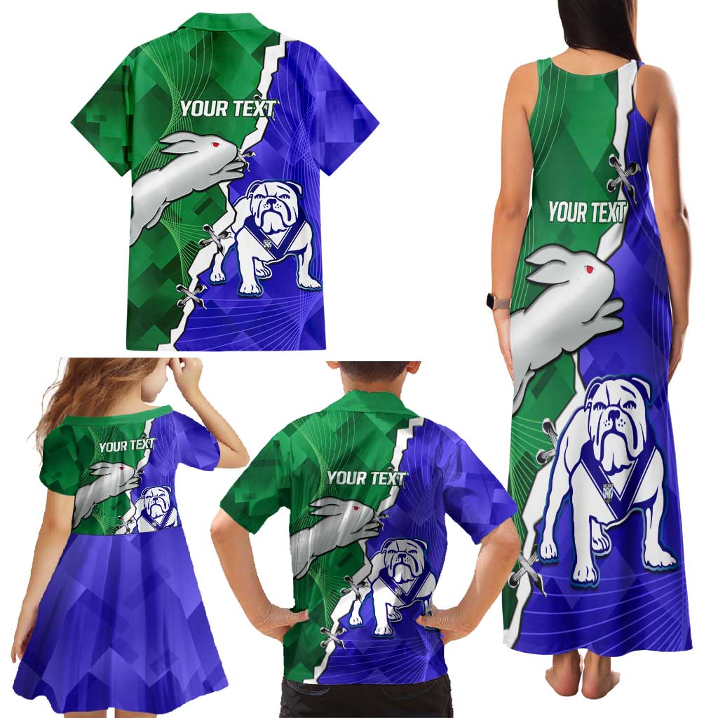 Personalised Rabbitohs and Bulldogs Family Matching Tank Maxi Dress and Hawaiian Shirt Dynamic Sporty Version