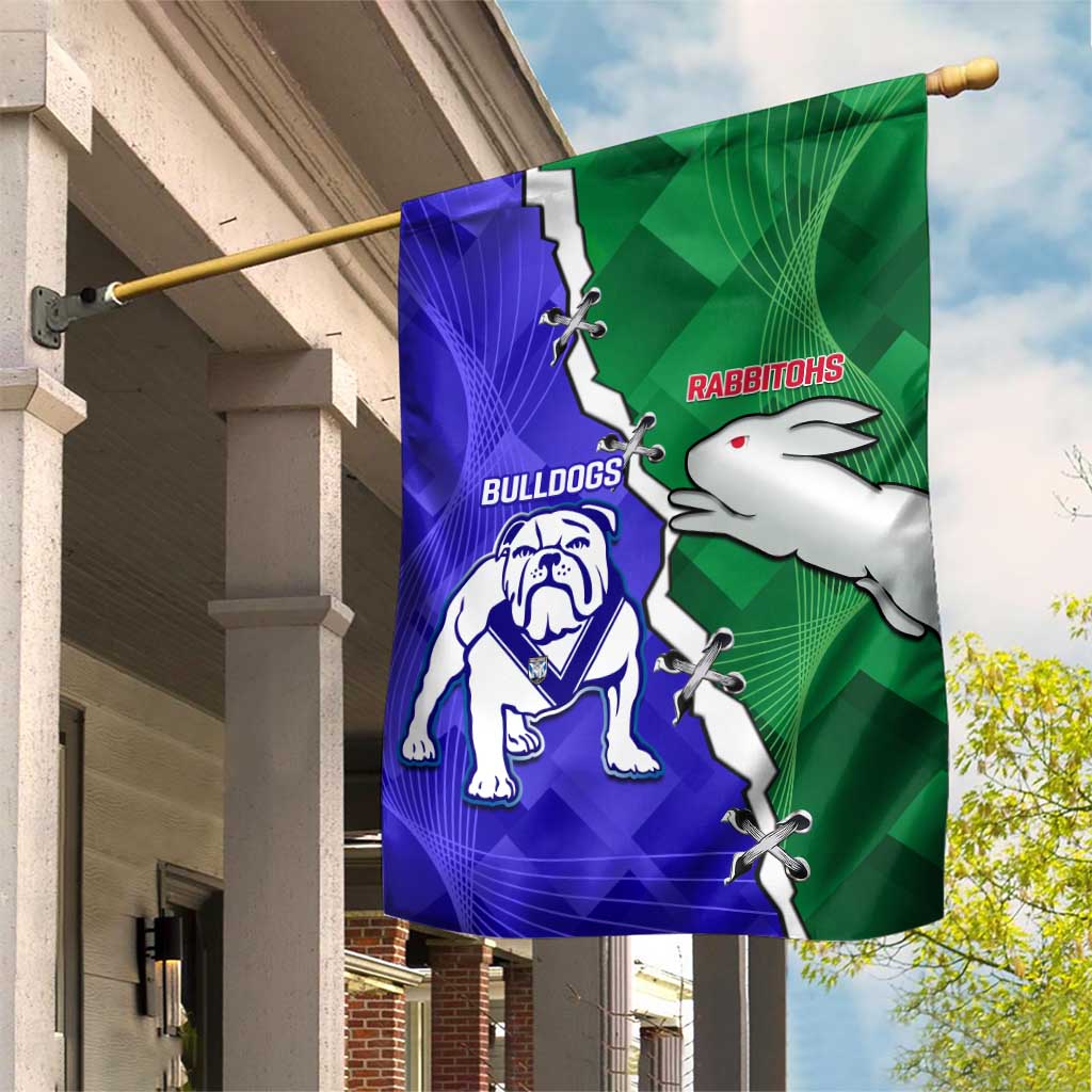 Rabbitohs and Bulldogs Garden Flag Dynamic Sporty Version
