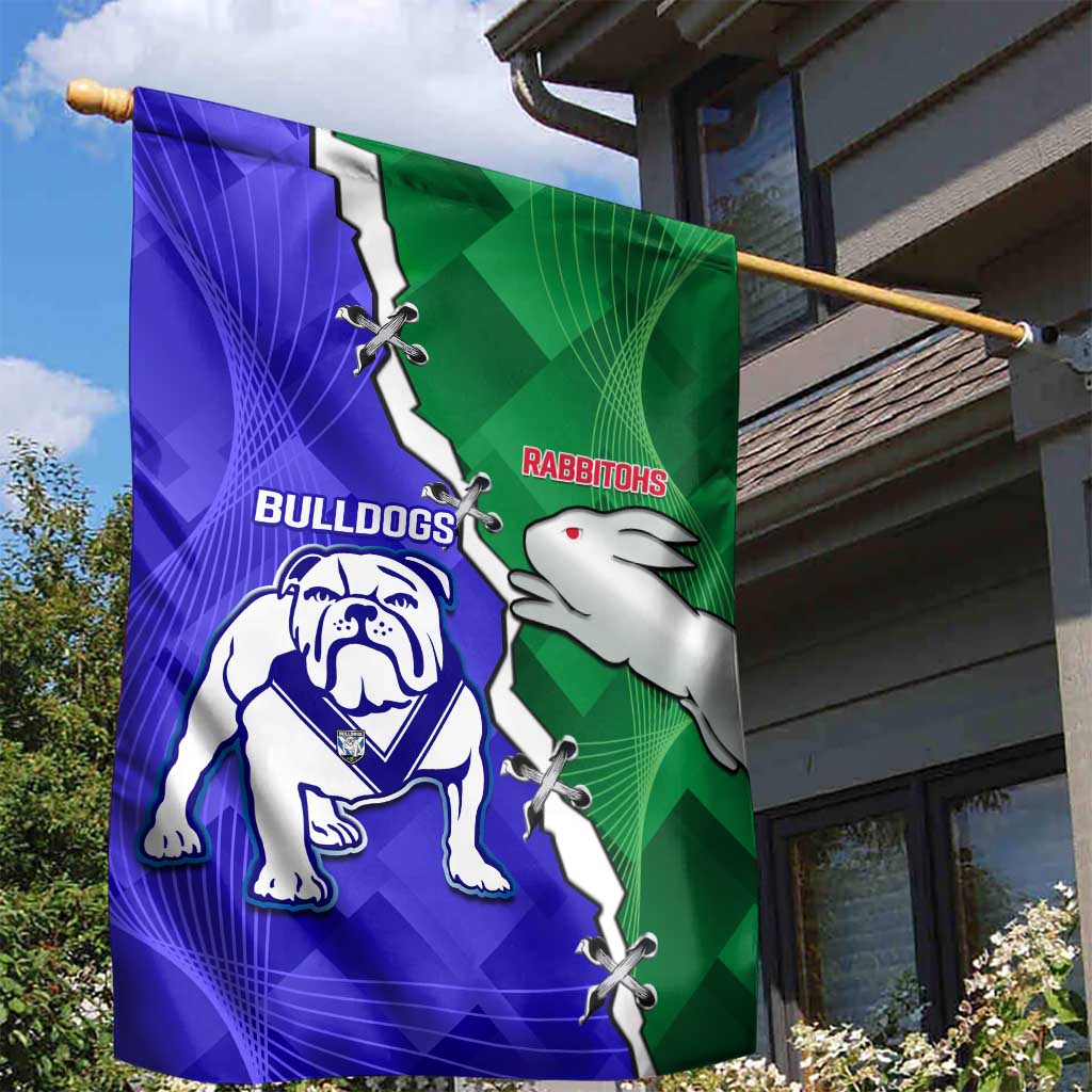 Rabbitohs and Bulldogs Garden Flag Dynamic Sporty Version