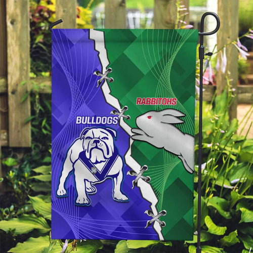 Rabbitohs and Bulldogs Garden Flag Dynamic Sporty Version