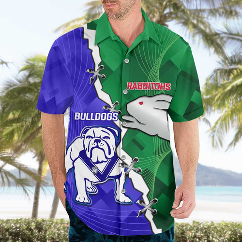 Personalised Rabbitohs and Bulldogs Hawaiian Shirt Dynamic Sporty Version
