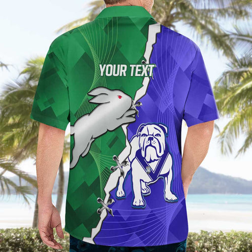 Personalised Rabbitohs and Bulldogs Hawaiian Shirt Dynamic Sporty Version