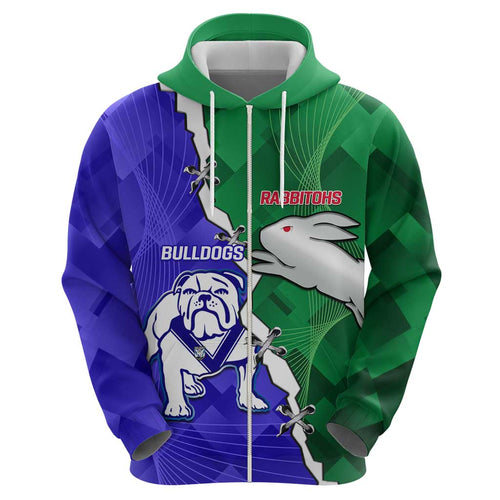 Personalised Rabbitohs and Bulldogs Hoodie Dynamic Sporty Version