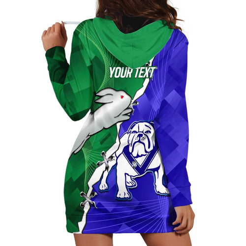 Personalised Rabbitohs and Bulldogs Hoodie Dress Dynamic Sporty Version
